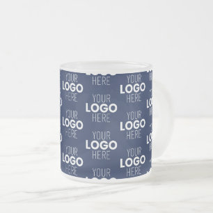 Taza De Cristal Esmerilado Su logotipo o imagen patrón repetitivo   Azul mari