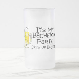 Taza De Cristal Esmerilado Su mi cerveza de la despedida de soltero