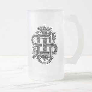Taza De Cristal Esmerilado SU taza del vidrio esmerilado del monograma
