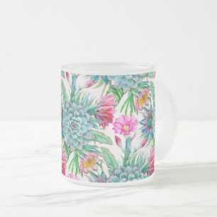 Taza De Cristal Esmerilado Suculento jardín tropical
