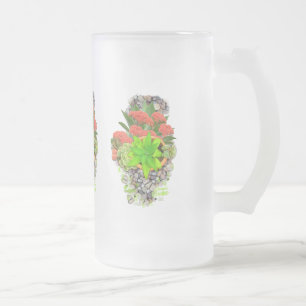 Taza De Cristal Esmerilado Suculentos en guijarros de jardín