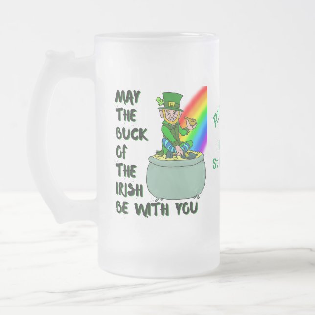 Taza De Cristal Esmerilado Suerte del personalizado irlandés St Patrick's Bee (Izquierda)