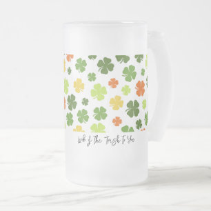 Taza De Cristal Esmerilado SUERTE IRLANDESA PARA TI Shamrock St Patricks Fun