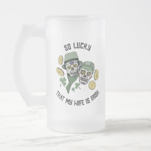 Taza De Cristal Esmerilado Sugar irlandés afortunado se desploma el día de Sa