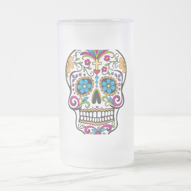Taza De Cristal Esmerilado Sugar Skull (Centro)