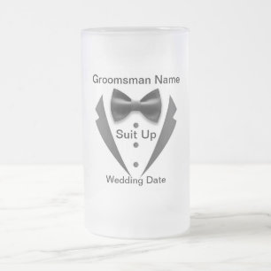 Taza De Cristal Esmerilado Suit Up Groomsman Frost Glass Mug
