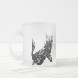 Taza De Cristal Esmerilado *Sumi japonés del gato de la filigrana