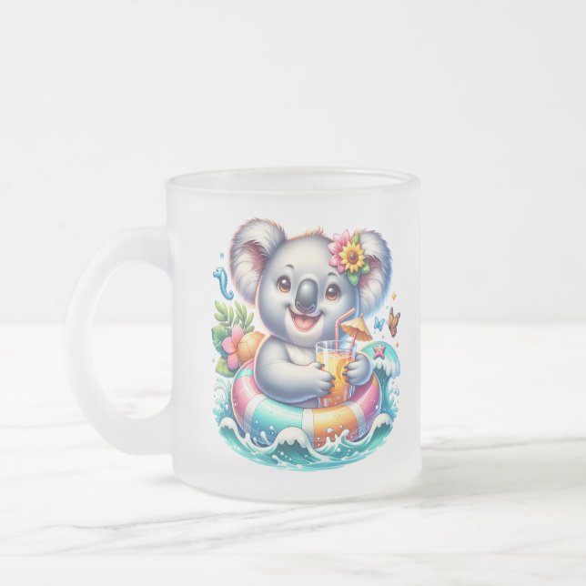 Taza De Cristal Esmerilado Summer Koala Sublimation Clipart-97702 (Izquierda)
