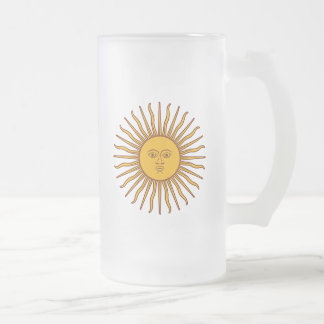 Taza De Cristal Esmerilado Sun de oro de la bandera de mayo la Argentina bebe
