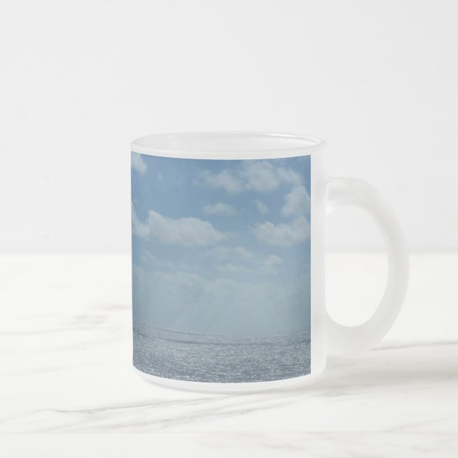 Taza De Cristal Esmerilado Sunny Caribbean Sea Blue Ocean (Derecha)