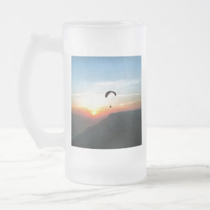 Taza De Cristal Esmerilado Sunset Paraglide Wanderlust Extreme Sports Art