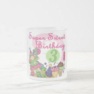 Taza De Cristal Esmerilado Súper dulce 3 camisas de cumpleaños y regalos