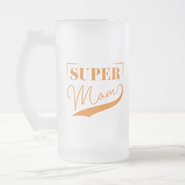 Taza De Cristal Esmerilado Super Mamá (Izquierda)