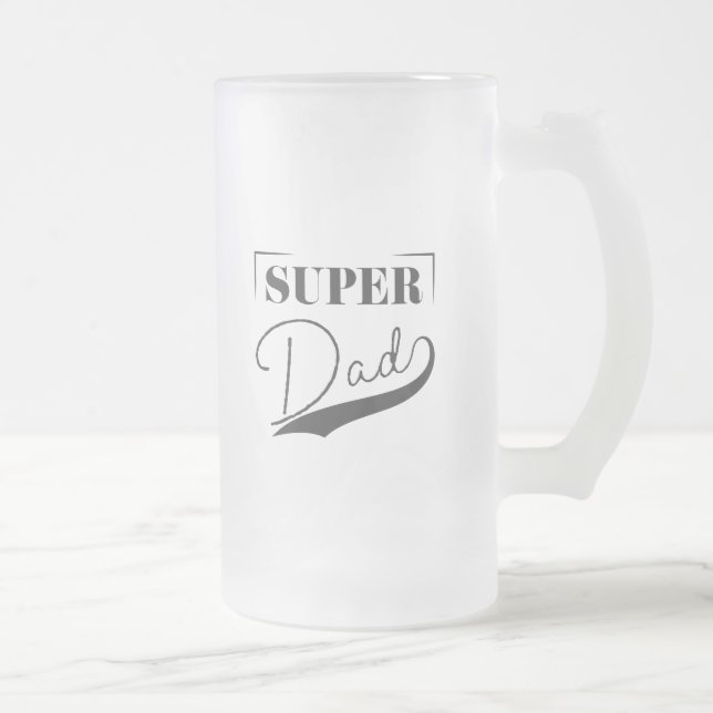 Taza De Cristal Esmerilado Super Papá (Derecha)