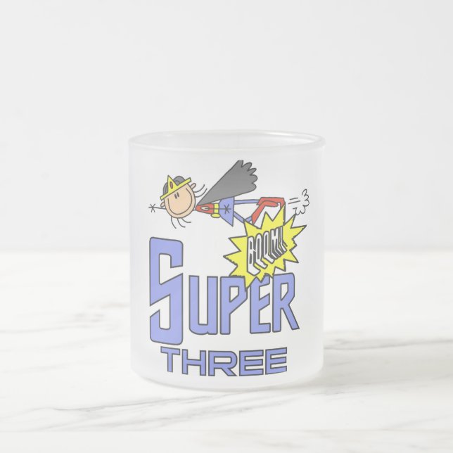 Taza De Cristal Esmerilado Superheroína Chica 3 camisetas de cumpleaños y reg (Centro)