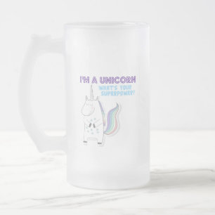 Taza De Cristal Esmerilado Superpotencia de Unicorn