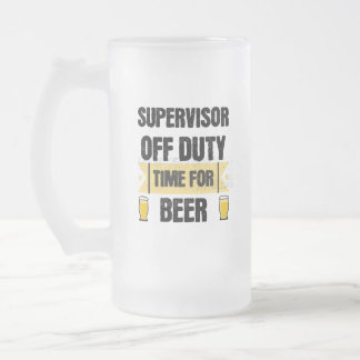 Taza De Cristal Esmerilado Supervisor Desactivado. Tiempo Para La Cerveza