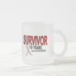 Taza De Cristal Esmerilado Superviviente del cáncer de pulmón 10 años