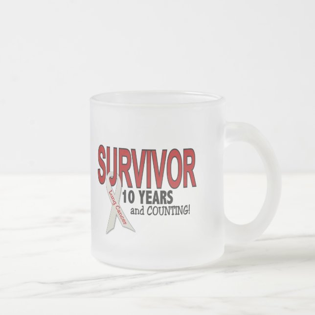 Taza De Cristal Esmerilado Superviviente del cáncer de pulmón 10 años (Derecha)