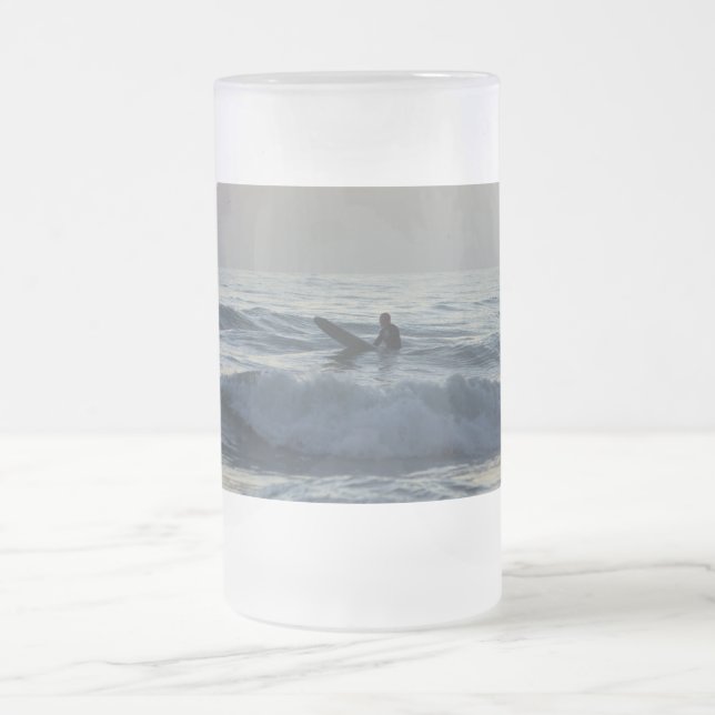 Taza De Cristal Esmerilado Surfer Awath Frosted Glass Beer Mug (Centro)