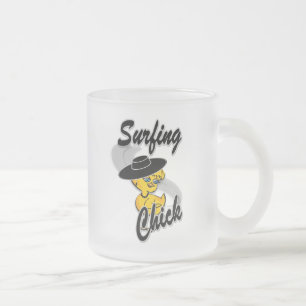 Taza De Cristal Esmerilado Surfing Chick #4