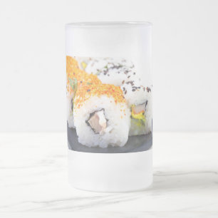Taza De Cristal Esmerilado Sushi en un plato