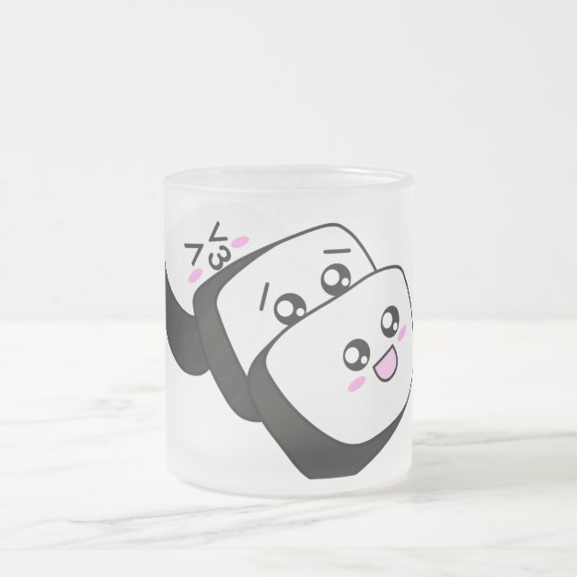 Taza De Cristal Esmerilado Sushi feliz (Centro)