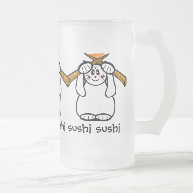 Taza De Cristal Esmerilado Sushi Mug Lucky Cat- Maneki Neko - Beckoning... (Derecha)