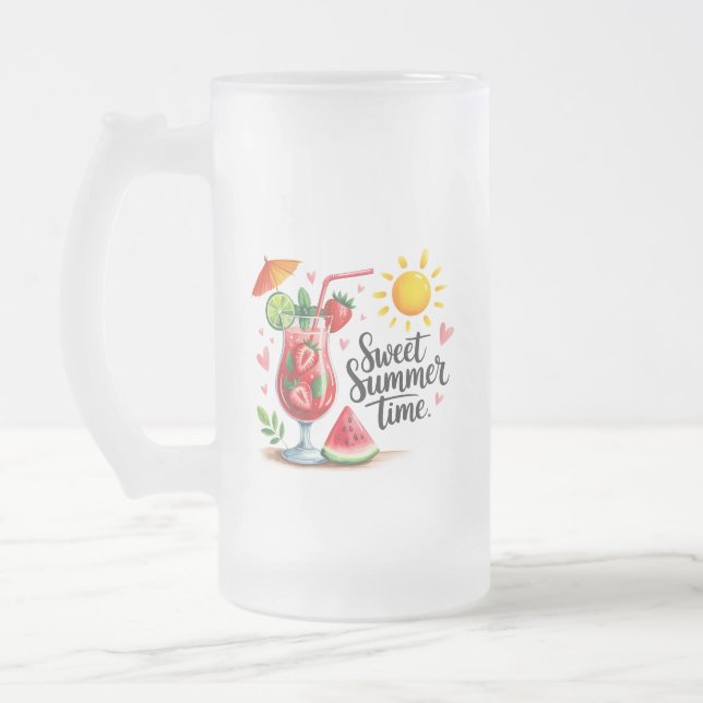 Taza De Cristal Esmerilado Sweat Summertime  (Izquierda)