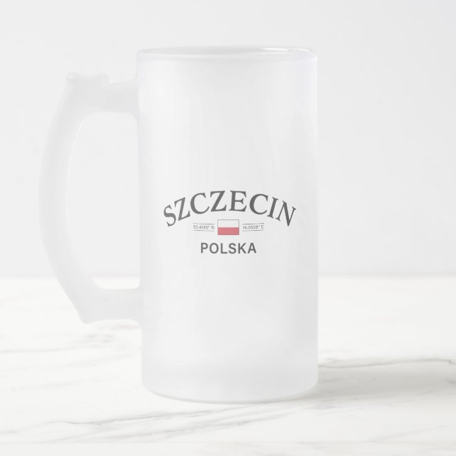 Taza De Cristal Esmerilado Szczecin Polska (Poland) Polish Coordinates (Izquierda)