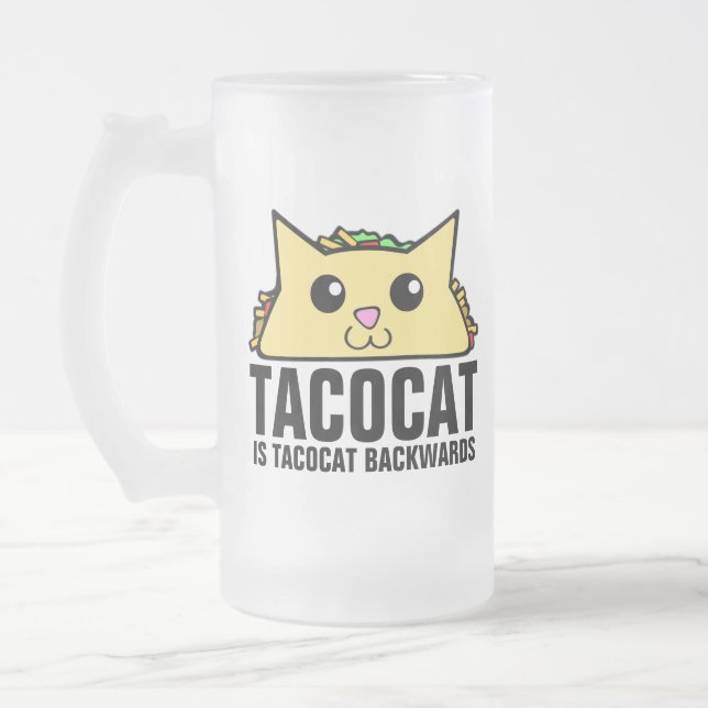 Taza De Cristal Esmerilado Tacocat al revés (Izquierda)