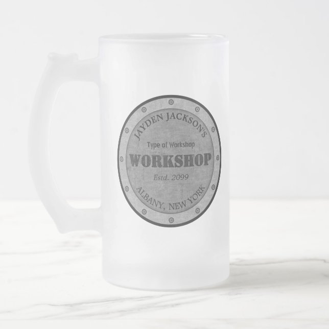 Taza De Cristal Esmerilado Taller de taller de efectos texturizados Shed Man  (Izquierda)