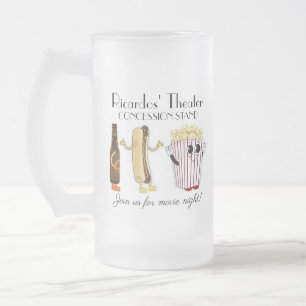 Taza De Cristal Esmerilado Taquilla de cine Hotdog Palomitas de maíz