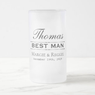 Taza De Cristal Esmerilado TARRO ESCARCHADO FIESTA DE BODAS DEL PADRINO (16 o