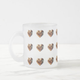 Taza De Cristal Esmerilado Tasse aus Mattglas mit goldenen Herzmotiven 