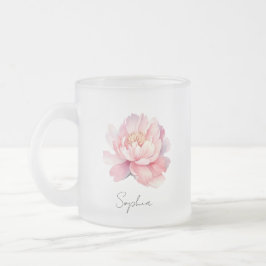Taza De Cristal Esmerilado Tasse / Mug transparent Pivoine Rose Personnalisé