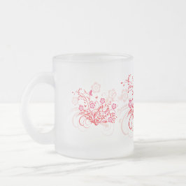 Taza De Cristal Esmerilado Tatuaje de flores -
