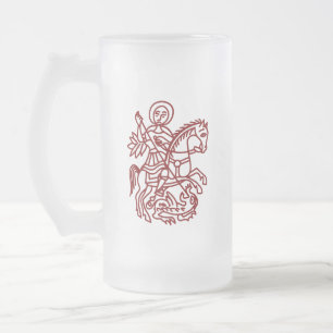 Taza De Cristal Esmerilado Tatuaje de la Cruz de Jerusalén del Dragón de San