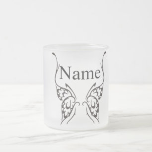 Taza De Cristal Esmerilado Tatuaje de mariposa estilizada Thunder_Cove