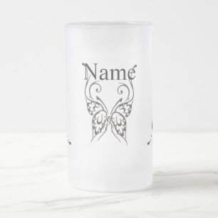 Taza De Cristal Esmerilado Tatuaje de mariposa estilizada Thunder_Cove