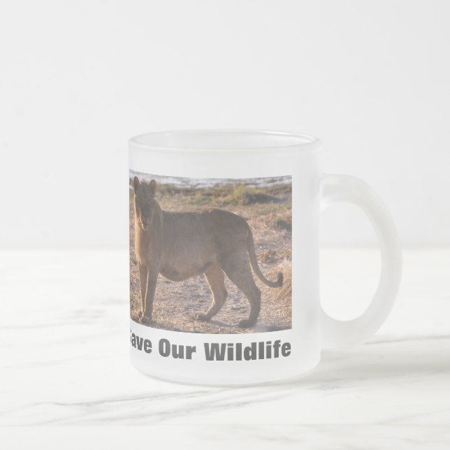 Taza De Cristal Esmerilado Tau Salva Nuestra Vida Silvestre (Derecha)