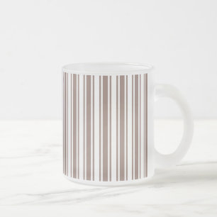 Taza De Cristal Esmerilado Taupe rayas de caramelos marrones y blancos