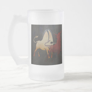 Taza De Cristal Esmerilado Taurean Bulls Animal Resumen Arte