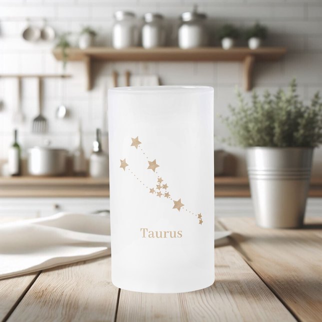 Taza De Cristal Esmerilado Tauro de oro del Rótulo Zodiaco moderno | Tierra d (Subido por el creador)