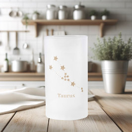 Taza De Cristal Esmerilado Tauro de oro del Rótulo Zodiaco moderno | Tierra d