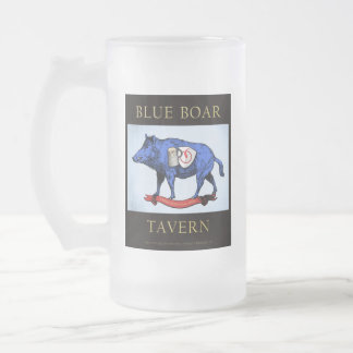 Taza De Cristal Esmerilado Taverna de jabalí azul