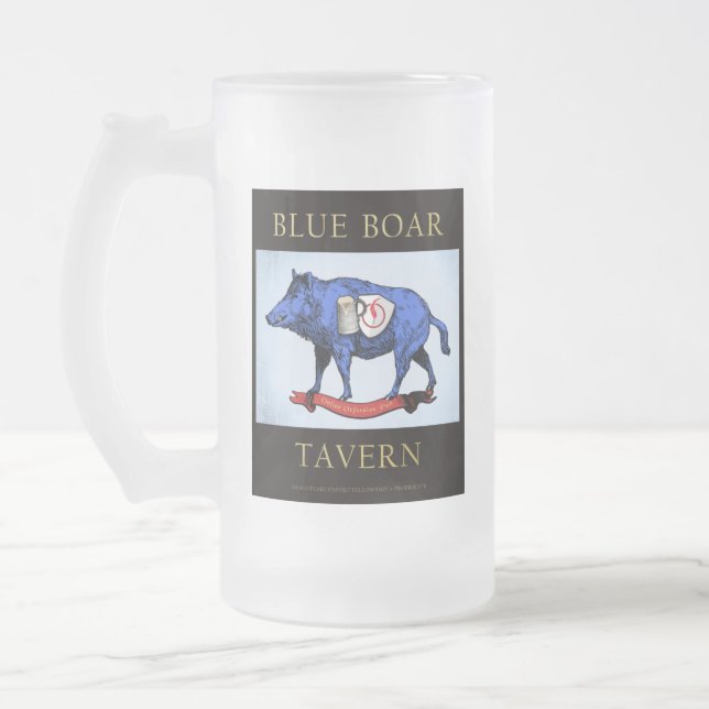 Taza De Cristal Esmerilado Taverna de jabalí azul (Izquierda)