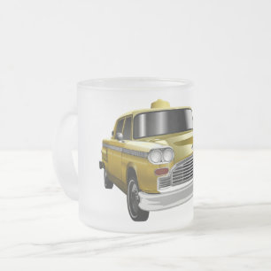Taza De Cristal Esmerilado Taxi Amarillo Antiguo de la Ciudad de Nueva York