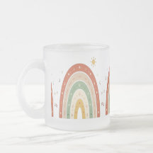 Taza de café de vidrio esmerilado arcoíris boho o