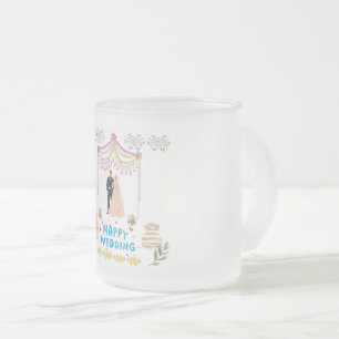 Taza De Cristal Esmerilado Taza de café de vidrio esmerilado Feliz Boda – Rom
